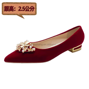 Factory Wholesale New Popular <b>Red</b> Wedding Shoes Female Dress Two Wear Single - Product Image 6