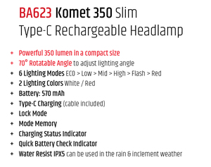 OEM Factory 350Lumen IPX5 Type C Rechargeable Slim LED Headlamp <b>Lights</b> Camping Torch - Product Image 5