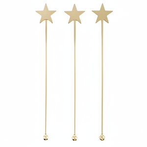 Cuillères à mélanger pour cocktails avec poignée en forme d'étoile dorée Bâton Swizzle de haute qualité pour l'agitateur de cocktails Barware Party Use - Product Image 1