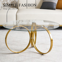 Table basse en verre trempé avec structure métallique, design minimaliste italien, table d'appoint en forme de donut pour salons, meubles de salon