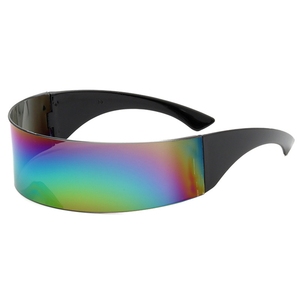 <span class=keywords><strong>Occhiali</strong></span> <span class=keywords><strong>da</strong></span> <span class=keywords><strong>Sole</strong></span> Futuristici Anni '80 Stile Ciclope Cyberpunk con Lenti Semi-Traslucide <span class=keywords><strong>a</strong></span> Specchio e Montatura Monoblocco - Product Image 2