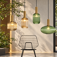 Suspension en verre côtelé de style nordique, luminaire suspendu moderne et minimaliste à tête unique pour salle à manger, comptoir de bar et décoration de café