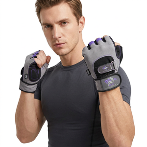 Guantes de Gimnasio de Medio Dedo, Ligeros, Transpirables, de Cuero, para Levantamiento de Pesas, Fisicoculturismo, Duraderos, Unisex, para Entrenamiento Físico - Product Image 1