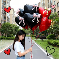 Fu Xin Pengiriman Cepat Balon Foil Aluminium Bentuk Hati 22 Inch untuk Latar Belakang Pernikahan, Hari Valentine, dan Dekorasi Belanja