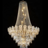 Lustre moderne en fer et cristal, or ou argent, style européen, luxe, pour décoration de plafond de mariage