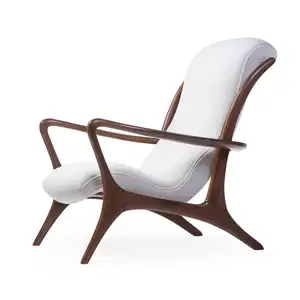 Sassanid OEM Classic Scandinavian Style Studio Furnishings Luxury Living Room Set Contour Walnut High Back Lounge Chair