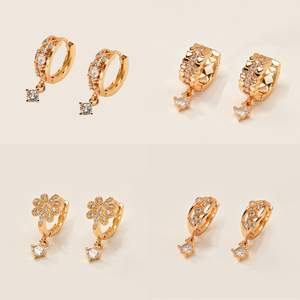 Pendientes de Aro Decorativos de Lujo para Mujer, Chapados en Oro de 18K, Resistentes al Agua, para Fiestas, Brincos Femininos De Flores - Product Image 3