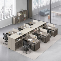 Poste de travail de bureau moderne pour 2, 4 ou 6 personnes, table modulaire face à face avec armoire de rangement haute