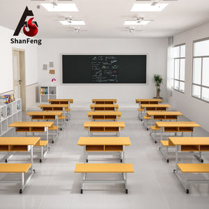 Moderner Schul stuhl im Klassen zimmer mit angebautem Schreibtischset mit 2 Schubladen für den Schul gebrauch Metallrahmen und vier Fuß polster anpassbar - Product Image 1