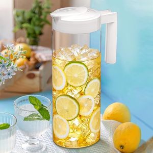 Bình nước bằng nhựa 1300 ml, bình thủy tinh không thể phá vỡ có tay cầm cho trà lạnh và nước trái cây, bình thủy tinh 800 ml có nắp - Product Image 2