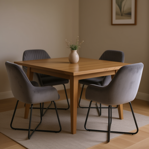 เก้าอี้รับประทานอาหารกำมะหยี่สีเทา 4 ชิ้น ขาโลหะ ดีไซน์ทันสมัยพร้อมที่วางแขนสำหรับห้องรับประทานอาหาร เฟอร์นิเจอร์ในบ้าน - Product Image 2