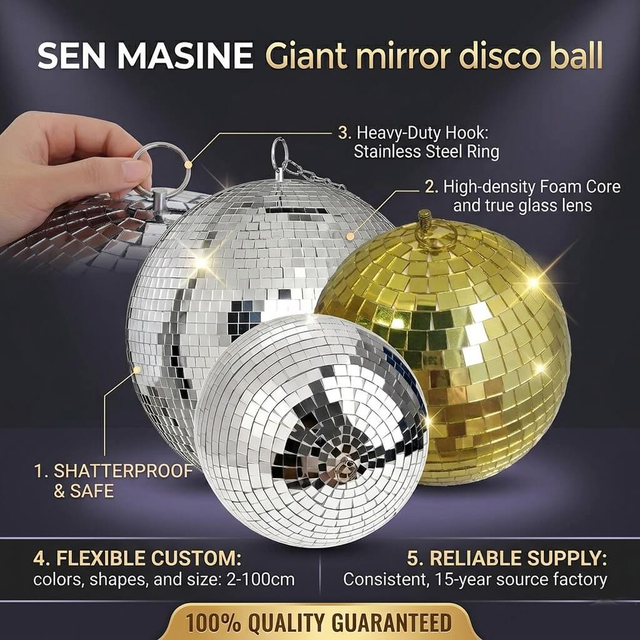 Custom Disco Balls Hanging Reflective Large Mirror Disco Ball for Commercial Shopping Mall Home Party Festival Stage Decoration