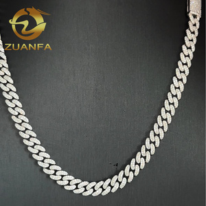 Pass Diamante Tester 8mm <span class=keywords><strong>Moissanite</strong></span> Diamante Hip Hop Jóias Link Cubano <span class=keywords><strong>Moissanite</strong></span> 925 Prata Link Cubano Cadeia Iced Out - Product Image 2