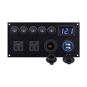 5 Gang car switch panel LED dual USB cigratee socket charger 4.2A 12V Outlets Power for Marine Rv Camper Caravan