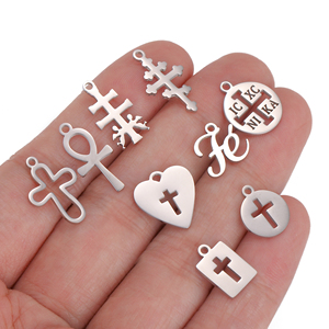 Colgantes Religiosos de Cruz Ortodoxa, Redondos, Cuadrados y con Forma de Corazón, de Acero Inoxidable, para Hacer Joyería y Collares - Product Image 5