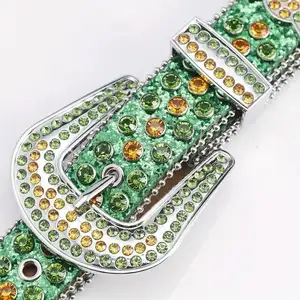 Fashion Luxury Strap Belt Western Crystal Studded Diamond Belt Cowgirl Designer Multi Stones Belts Men Bb Simon