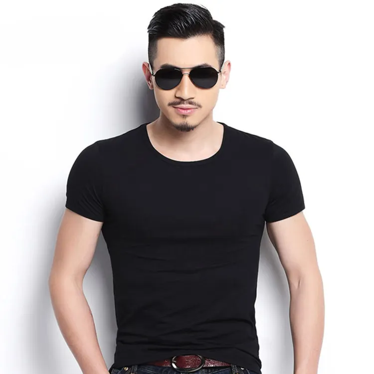 低価格カスタムオム半袖無地ブラック綿100% プレーンメンズTシャツカジュアルTシャツフィットネスTシャツ