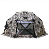 Tente de pêche d'hiver portable en gros, design moderne en Oxford, imperméable, anti-neige, isolée, à ouverture rapide, type dôme, triple couche