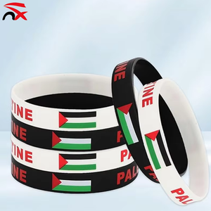 Bracelet promotionnel écologique taille <span class=keywords><strong>adulte</strong></span> unisexe en silicone avec drapeau palestinien pour <span class=keywords><strong>cadeau</strong></span> - Product Image 3