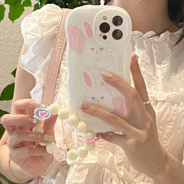 Lovely Big Wave love Rabbit pink Pattern Rolling Stones case Phone case for iphone17 16 15 14 13pro Max Free Shipping Promotion