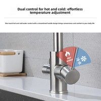 Robinet de cuisine transfrontalier trois-en-un pour le commerce extérieur, purification d'eau, rotation universelle, eau froide et chaude, pour évier de lavage de légumes