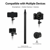 1,5M Carbon Fiber Telescopische Verlengstok Waterdicht Lichtgewicht Compact Draagbaar Krimpkousgreep 2-5kg Draagvermogen Selfie Stick