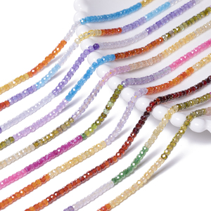 Cuentas de circonita cúbica con forma de ábaco policromada de 3x2mm al por mayor, cuentas de circonita con piedras preciosas Rondelle para la fabricación de joyas - Product Image 2
