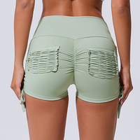 Shorts de sport taille haute en gros, anti-transparence, avec effet froncé élastique pour rehausser les fesses, shorts de yoga sexy pour le lifting des fesses