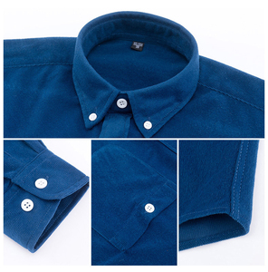 Modische Herren-Cordhemden Langarm Einfarbig 100% Polyester-Cord Lässige Gewebte Hemden für Männer Maßgeschneiderte Oberteile - Product Image 4