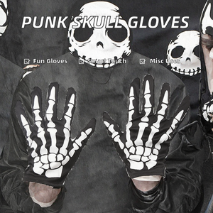 Gants punk européens et américains à motif crâne pour hommes et femmes, avec articulations à griffes, pour Halloween, déguisements, fêtes et spectacles - Product Image 2
