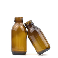 Bouteille de sirop en verre borosilicate ambré vide à usage médical avec bouchon 30ml 60ml 100ml 125ml 150ml Sérigraphie Échantillon gratuit Qualité alimentaire