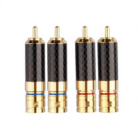 Connecteur RCA mâle, adaptateur de câble jack, noir, fibre de carbone, contact en cuivre plaqué or/rhodium, type trois cercles, audio 9 mm