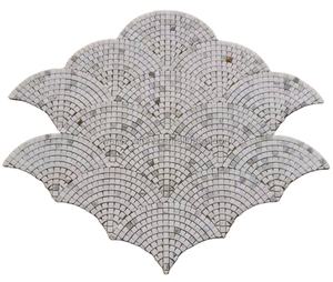 Nouveau Style marbre mosaïque moule en gros mosaïque carreaux de mur poli naturel Calacatta blanc marbre poisson échelle pétoncle ventilateur <span class=keywords><strong>Patte</strong></span> - Product Image 1