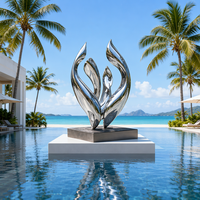 Sculpture de flamme abstraite moderne en acier inoxydable, couleurs personnalisées, OEM/ODM disponible, statue décorative d'art paysager pour extérieur et jardin