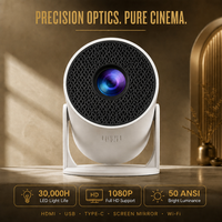 Mini projecteur LCD à courte focale 1080P LED portable 50 ANSI Lumens, rapport de contraste 800:1, rapport 0.6, 0.35, 2.4 mètres, idéal pour chambre à coucher