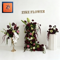 Centre de table de mariage artificiel de luxe en orchidée papillon bordeaux et hortensia, fait main, réutilisable, respectueux de l'environnement, ZIKE FLOWER