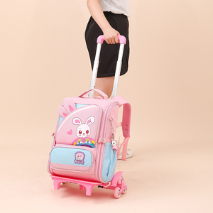 Sac à dos à roulettes pour animaux, cartable à roulettes pour filles et garçons, trolley vert imperméable en polyester et dessin animé unisexe - Product Image 3