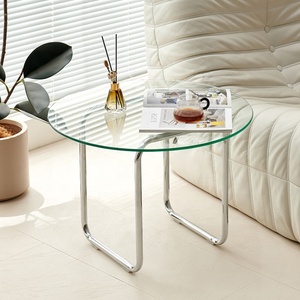Bán Buôn Giá Rẻ Giá Chất Lượng Cao Thép Không Gỉ Tempered Glass Vòng Bàn Cà Phê Phòng Khách Bên Bảng - Product Image 1