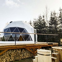 Harga Terbaik Semua Ukuran Tenda Hotel Igloo Geodesik Dome Transparan dengan Penutup Poliester Berlapis PVC Ganda Tahan Air dan Tahan Api