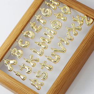 Pendentif lettre de l'alphabet bulle en laiton plaqué <span class=keywords><strong>or</strong></span> 18 carats pour femmes collier à faire soi-même fabrication de bijoux breloques fournitures 26 lettres A-Z - Product Image 6