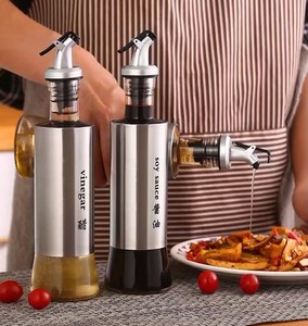 Bouteille en verre transparente réutilisable pour huile et vinaigre, vente chaude 2025, cuisine, cuisson, bouteille en verre pour sauce 300 ml - Product Image 1