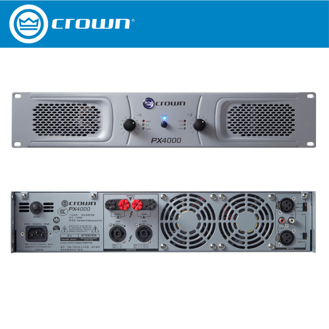 CROWN PX4000 Professional Dual Channel Power Amplifier 1350W Stereo 2700W Bridged Rack Mount 0.5% THD >200 Damping Factor for