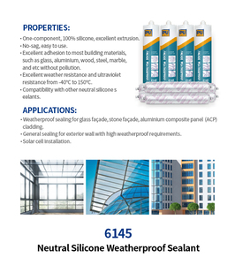 Selante de Silicone Neutro à Prova de Intempéries 25HM com 550% de Elongação e Qualidade Consistente 280ml/300ml para Embalagem de Edificações Externas - Product Image 2