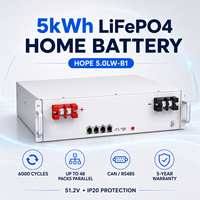 HOPE 5.0LW-B1 Baterai LiFePO4 Dinding untuk Hunian 6000 Siklus Maksimal 48 Paket Paralel CAN Garansi 5 Tahun PV ESS