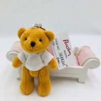 Porte-clés en peluche personnalisé d'usine, jouets en peluche animaux mignons, mini-ours avec t-shirt, porte-clés en peluche, jouets, poupée en peluche, décoration pour sac