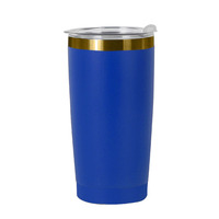 Gobelet isotherme de voyage en acier inoxydable 304 à double paroi de 20 oz avec couvercle, gravé au laser et plaqué or sous le revêtement extérieur