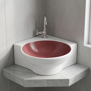 Lavabo d'angle mural en céramique de style européen blanc pour salle de bain à prix avantageux - Product Image 6