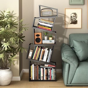 Libreria ad angolo a forma speciale per libreria verticale in ferro creativo moderno per soggiorno con Design semplice da pavimento in metallo - Product Image 3
