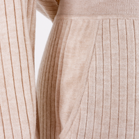 Nouveau pull en tricot beige à manches longues, pantalon long, col rond, pull en laine mérinos ample, ensemble de pull en tricot