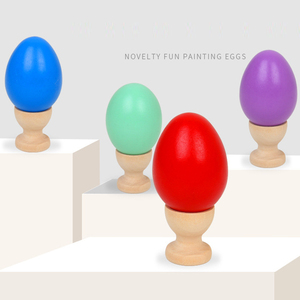 Đầy Màu Sắc Bằng Gỗ Tự Làm Sơn Phục Sinh Trứng Đồ Chơi Bằng Gỗ Trứng Đồ Trang Trí Trẻ Em Sơn Graffiti Đồ Chơi - Product Image 4